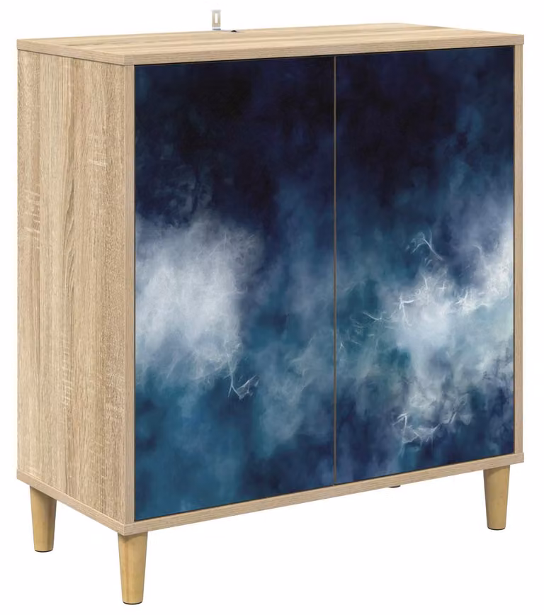 Mobile contenitore RAALTE, finitura Sonoma, dimensioni 69 x 33 x 75 cm, realizzato in legno composito