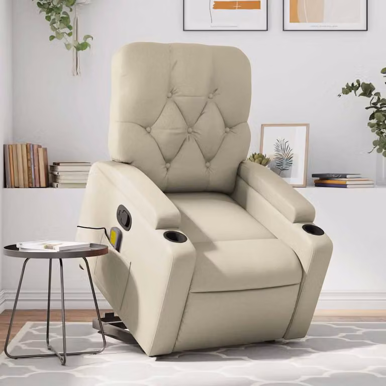 Poltrona Alzapersona Reclinabile con Assistenza Elettrica vidaXL in Similpelle Beige