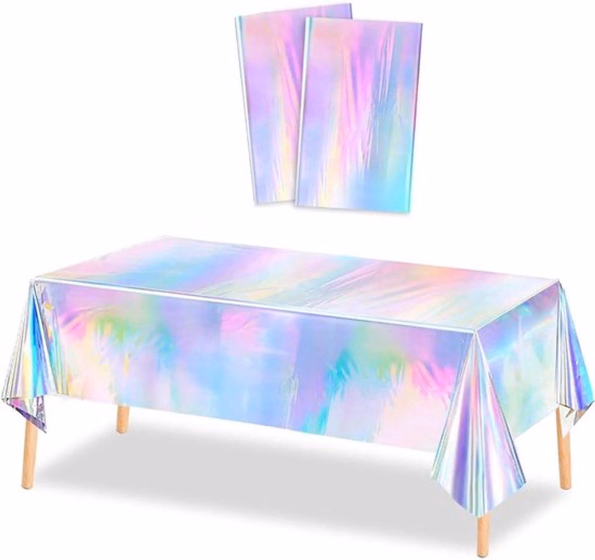 Tovaglioli olografici impermeabili con motivo arcobaleno, ideali per feste e barbecue. Set da 2, dimensioni 137 x 274 cm. Perfetti per celebrazioni in famiglia e altro ancora