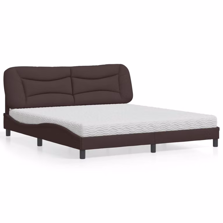 Letto con Materasso Hvar vidaXL in Tessuto Marrone e Bianco L/P: 180 x 200 cm