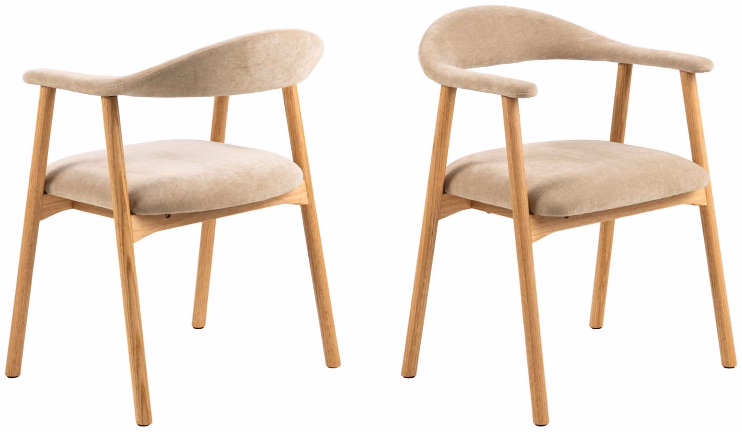 Sedia da pranzo Addi con braccioli beige.