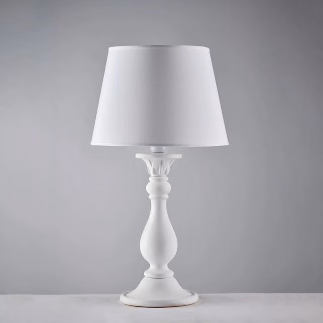 Lampada Da Tavolo Shabby Chic Lucca Legno Bianco 1 Luce E27