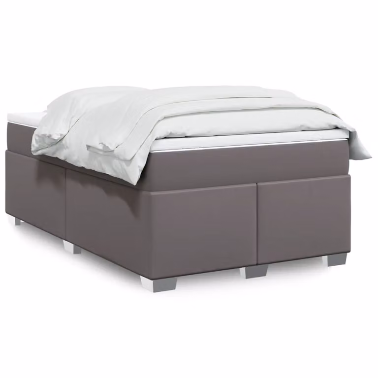 vidaXL Giroletto a Molle con Materasso Ibrido in Similpelle Grigio e Bianco L/P: 120 x 190 cm