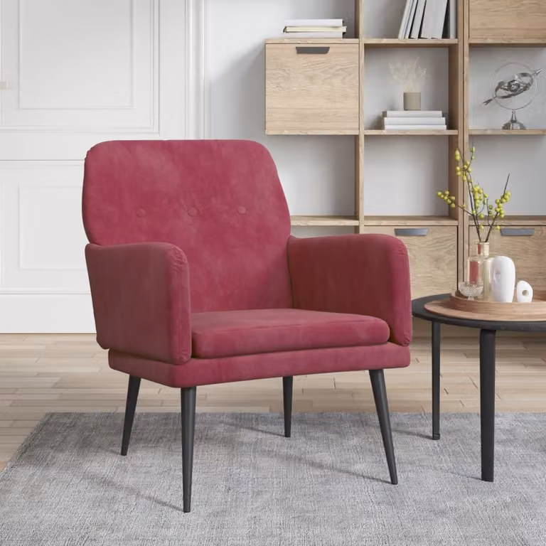 The Living Store poltrona rosso vino 62x79x79 cm in velluto