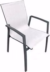 Sedia da giardino con braccioli Amicasa in alluminio e textilene Sandra Antracite e Grigio