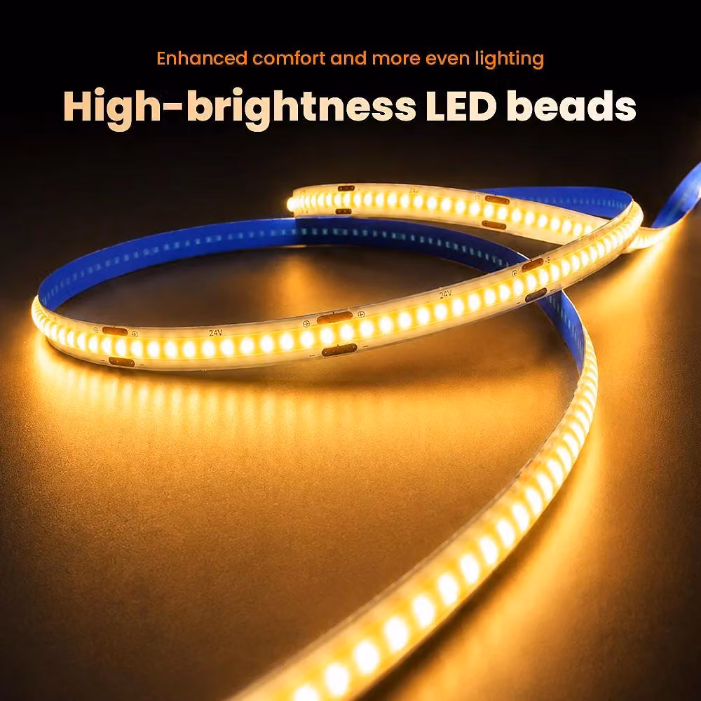 Striscia LED - Striscia LED COB, 5 m - Bianco caldo - Controllabile tramite app e telecomando - Dimmerabile - Senza sfarfallio - Tagliabile - Spina EU, 220–240V