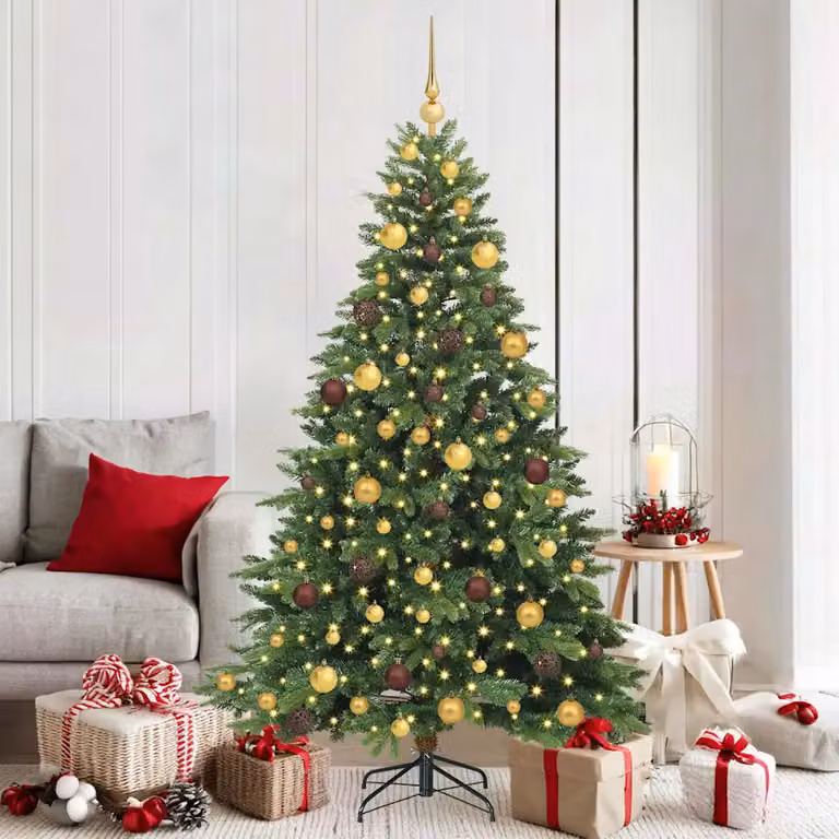 Albero di Natale artificiale vidaXL verde con 300 LED bianco caldo in PE e PVC, Altezza: 180 cm