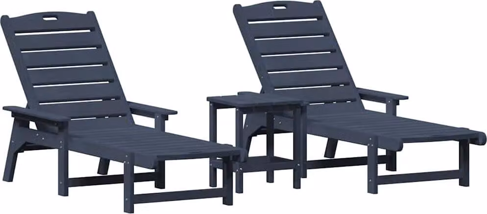 Lettino da sole 3 pcs Navy Polietilene
