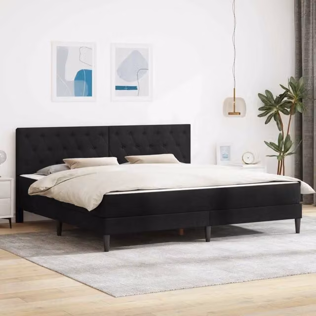Struttura letto con materasso vidaXL in velluto nero, L/P/H: 180 x 200 x 96 cm – 1
