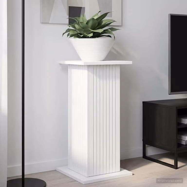 vidaXL Supporto per piante moderno in MDF Bianco Lucido L/P/H: 30,5 x 30,0 x 60,5 cm