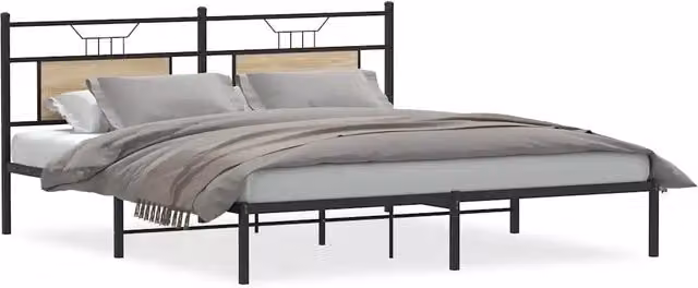 Letto matrimoniale Design In in truciolato Rovere Sonoma con struttura in metallo L: 183 cm, P: 203 cm