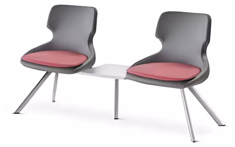 Bürostühle 2-Sitzer Schwarz Büro Bordeaux Modern Edelstahl Leder Holz