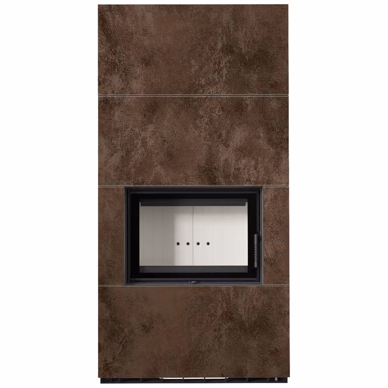 KRATKI FLOKI BOX 8 kW Ø 160 sinterizzato al quarzo OSSIDO MORO Kit caminetto con porta a molla