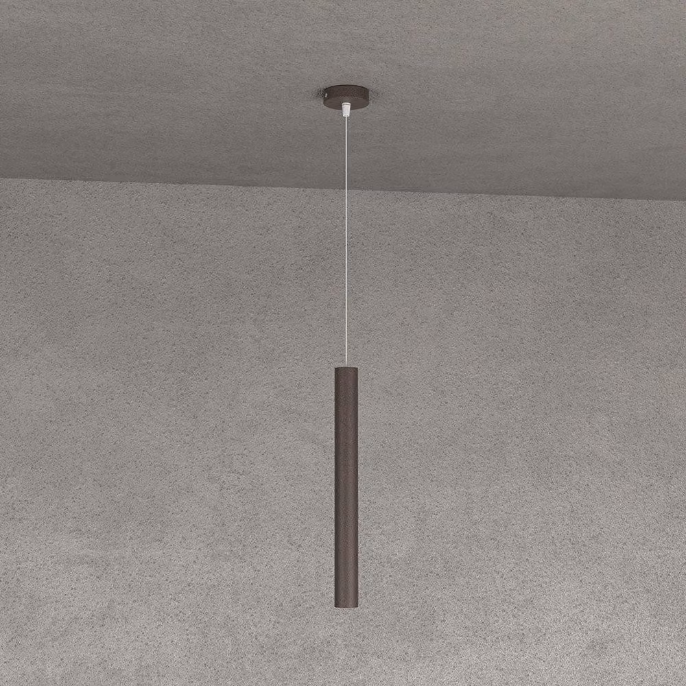 Sospensione Moderna Round Tube Metallo Marrone 1 Luce Gu10