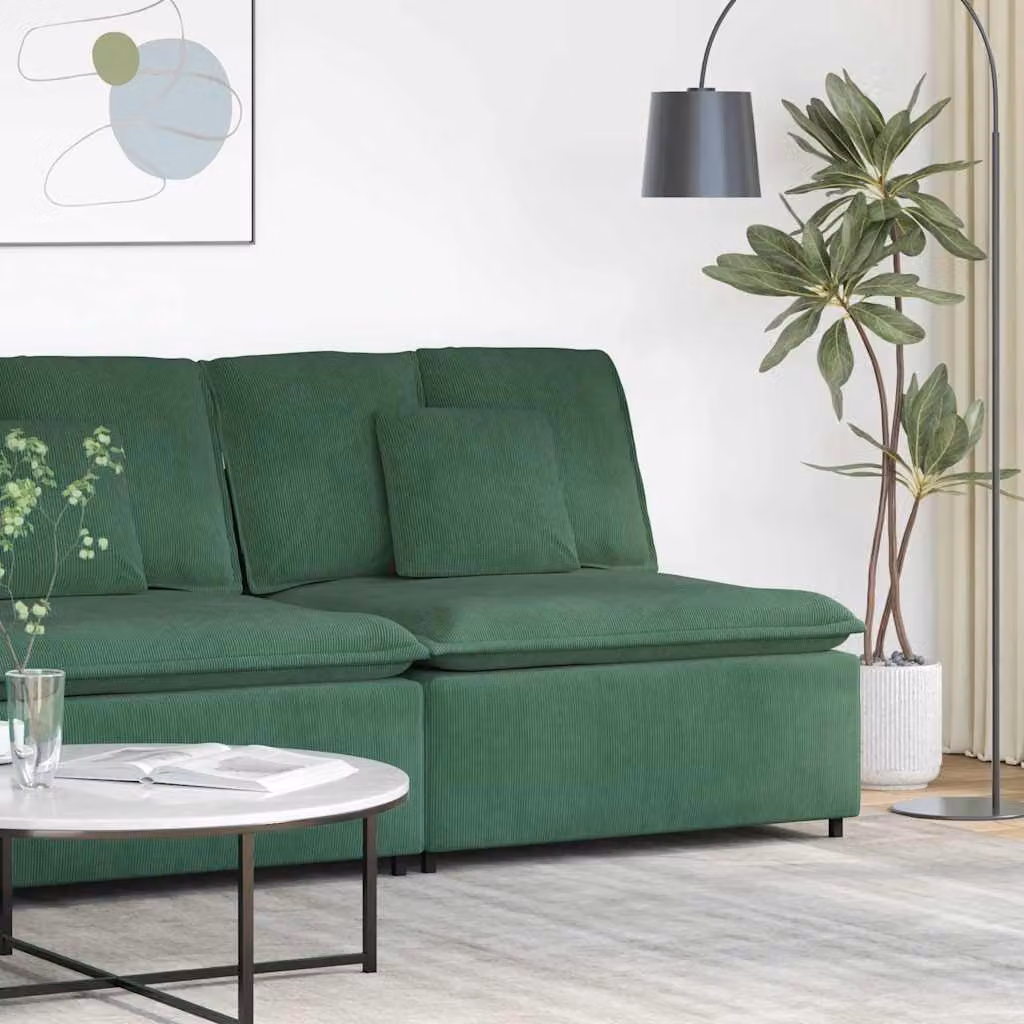 vidaXL Modulo Centrale di Divano Modulare con Cuscini Verde, L: 100 cm
