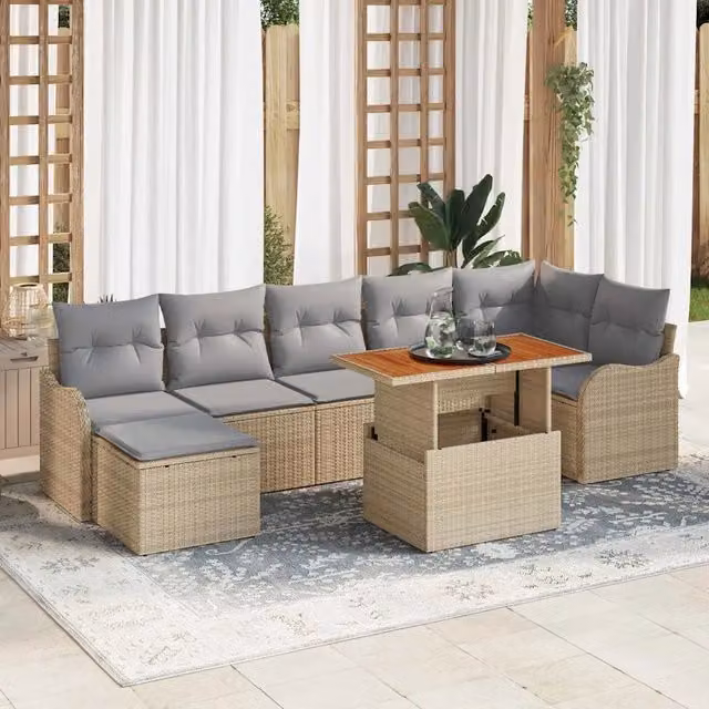 Set Divano da Giardino 8 pz beige e grigio chiaro 3349489