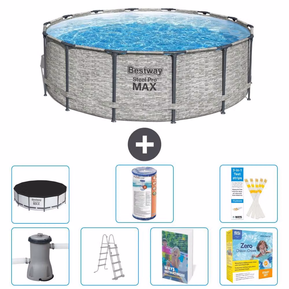 Piscina gonfiabile Bestway Steel Pro MAX, rotonda, 427x122 cm, composta da 6 parti, modello S572