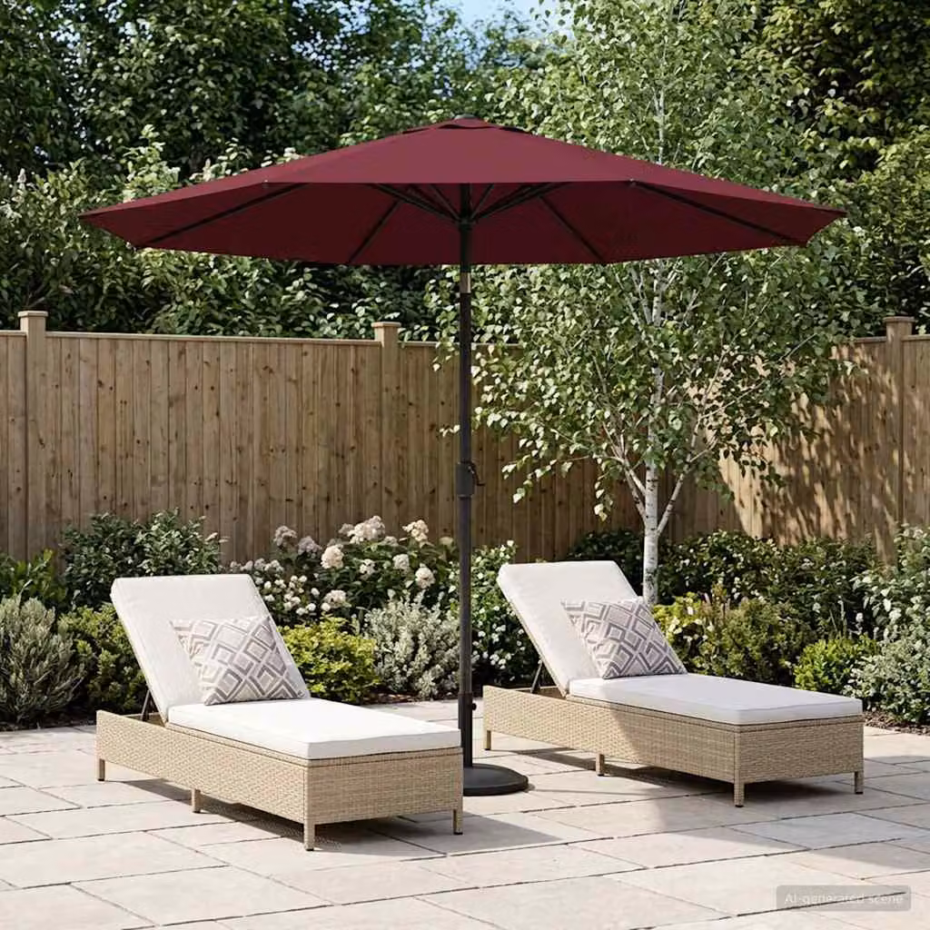 Ombrello da giardino rettangolare vidaXL in poliestere rosso con struttura in acciaio L: 226 cm x P: 226 cm