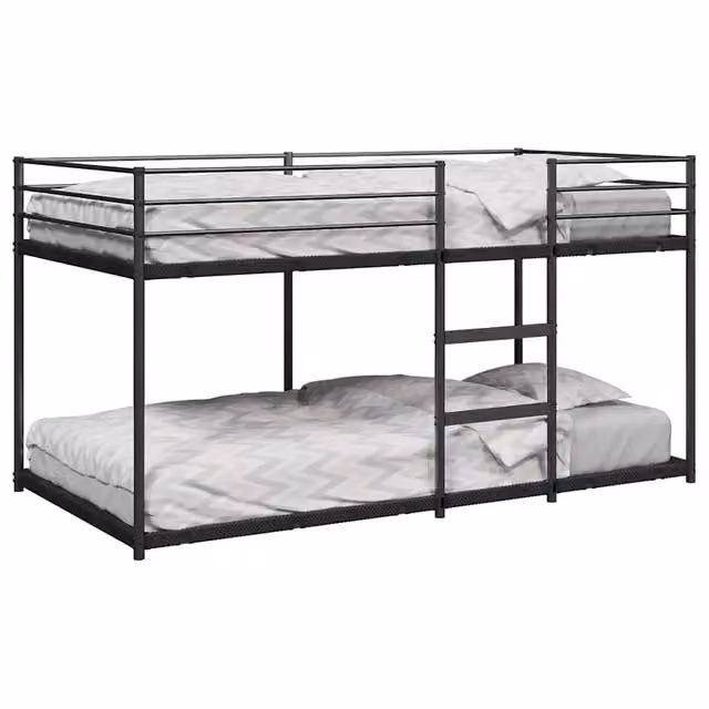 Letto a castello a due livelli vidaXL in metallo nero per cameretta bambini L: 120 cm, P: 195 cm, H: 111 cm