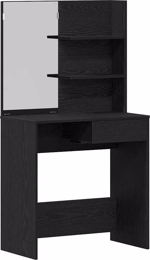 Tavolo da Trucco con cassetto Rovere Nero 74,5 x 40 x 141 cm