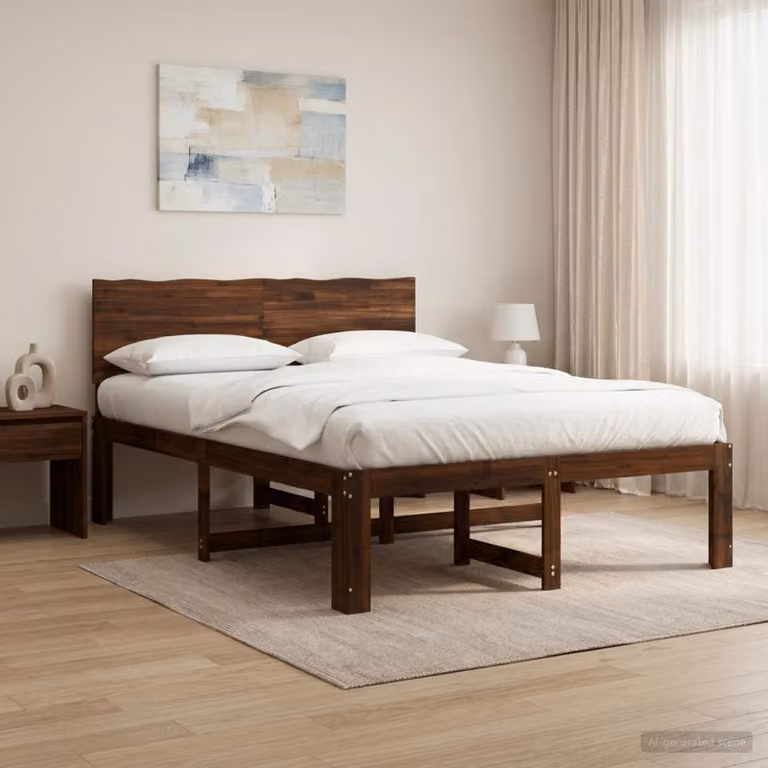 Letto matrimoniale vidaXL ROSTOCK in legno di acacia marrone con testiera L/P/H: 195.5 x 140.0 x 91.0 cm