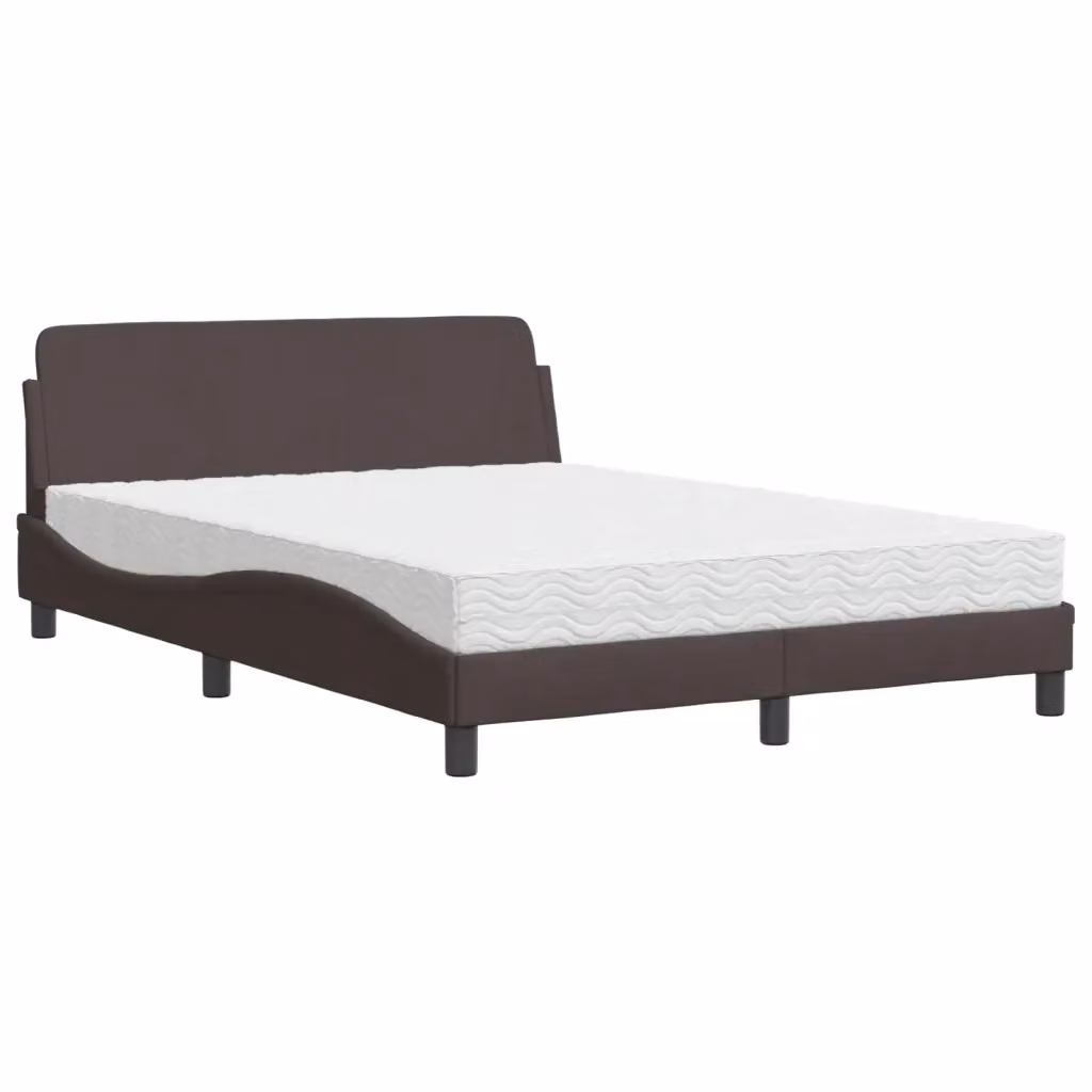 Letto con Materasso Dover vidaXL in Tessuto Marrone e Bianco L/P/H: 120 x 200 cm – 2