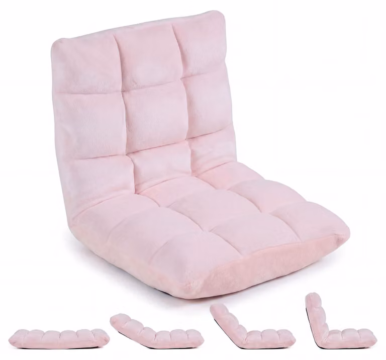 Divano da pavimento KOMFOTTEU con schienale regolabile, divano imbottito per pavimento con funzione letto, sedia pieghevole per la meditazione, poltrona relax da pavimento, sedia da pavimento per soggiorno, camera da letto e balcone, resistente fino a 160