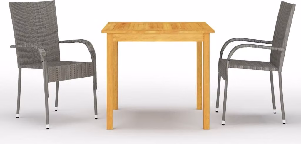 Maison Exclusive - Set da pranzo da giardino a 3 pezzi, grigio