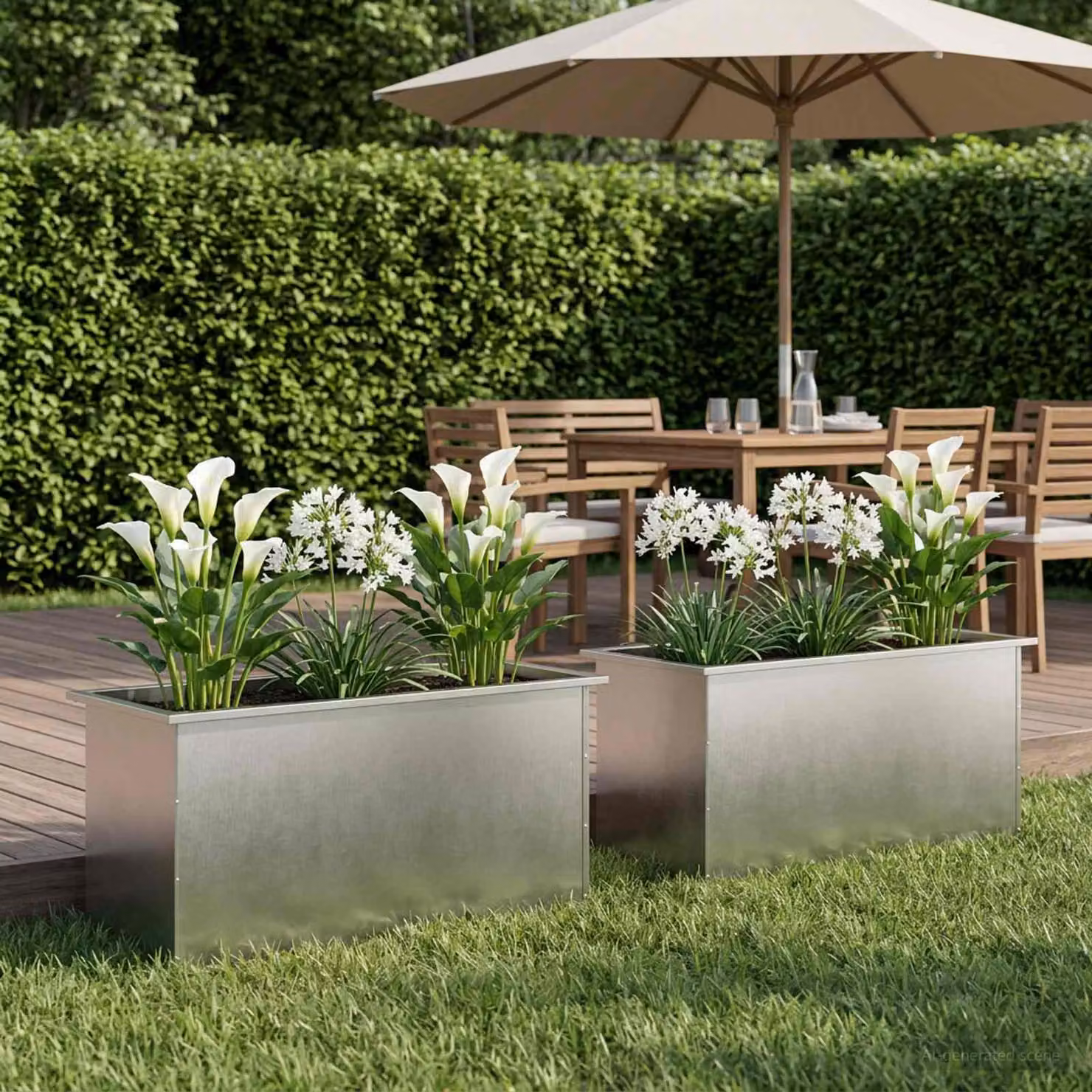 vidaXL Fioriera da giardino con LED 2 pz Argento 50 x 100 x 48 cm