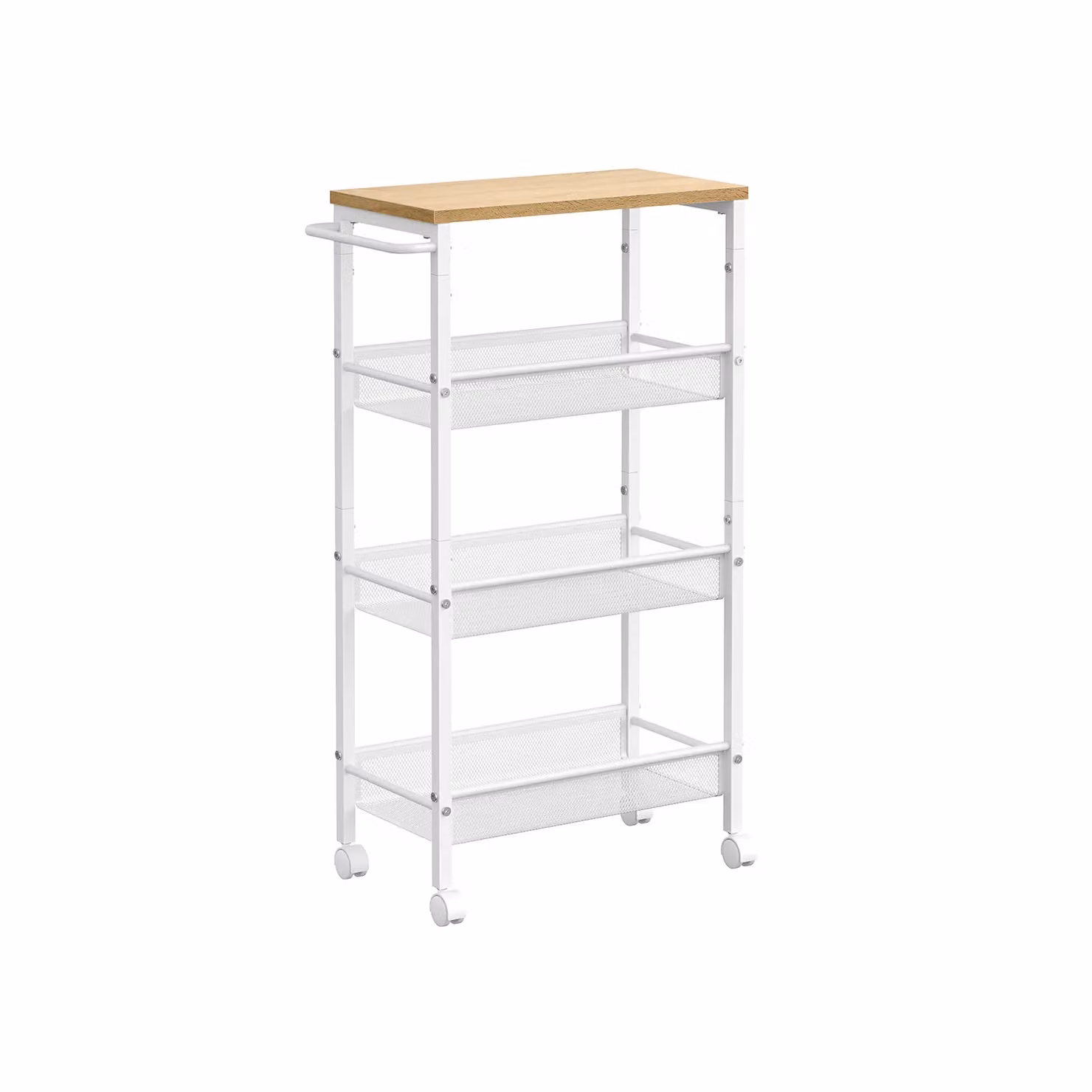 Carrello a 4 Ripiani con Ruote, Rovere + Bianco