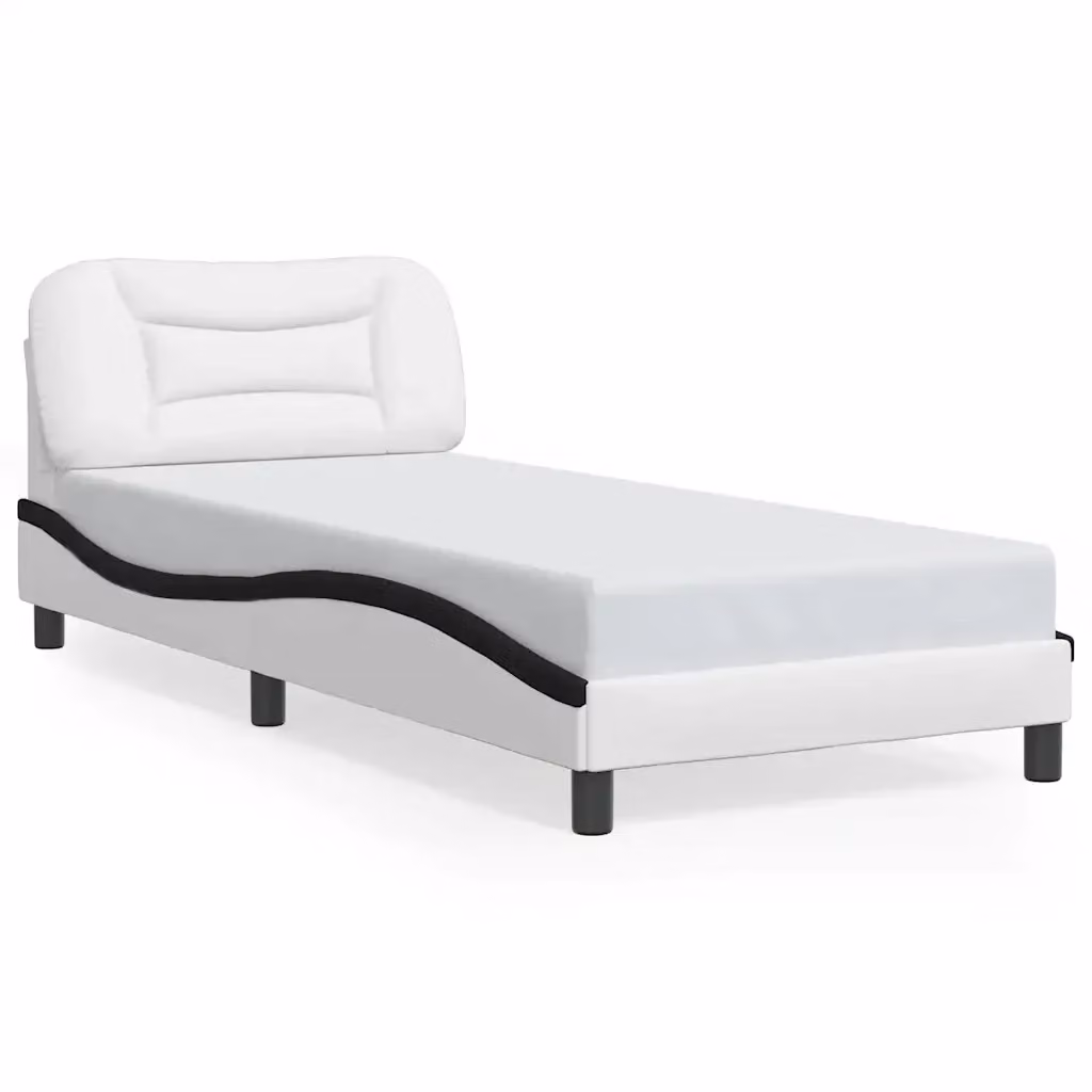 Struttura Letto Hvar Design Mania in Similpelle Bianco e Nero 80x200 cm – 2
