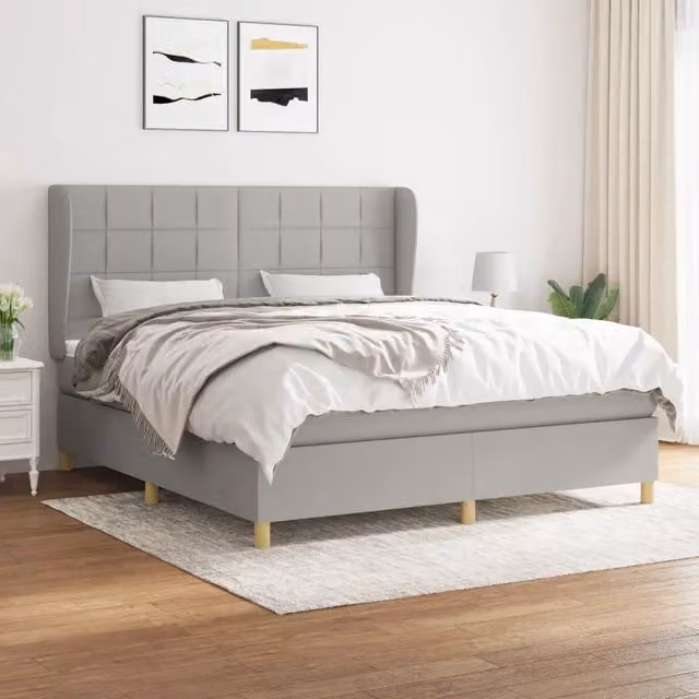 Giroletto a Molle con Materasso Grigio Chiaro180x200 cm Tessuto 3128541