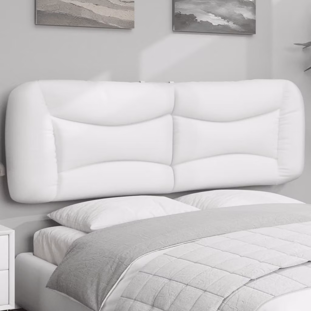 Testiera per letto imbottita vidaXL Hvar in similpelle bianca con design a righe, L: 162 cm