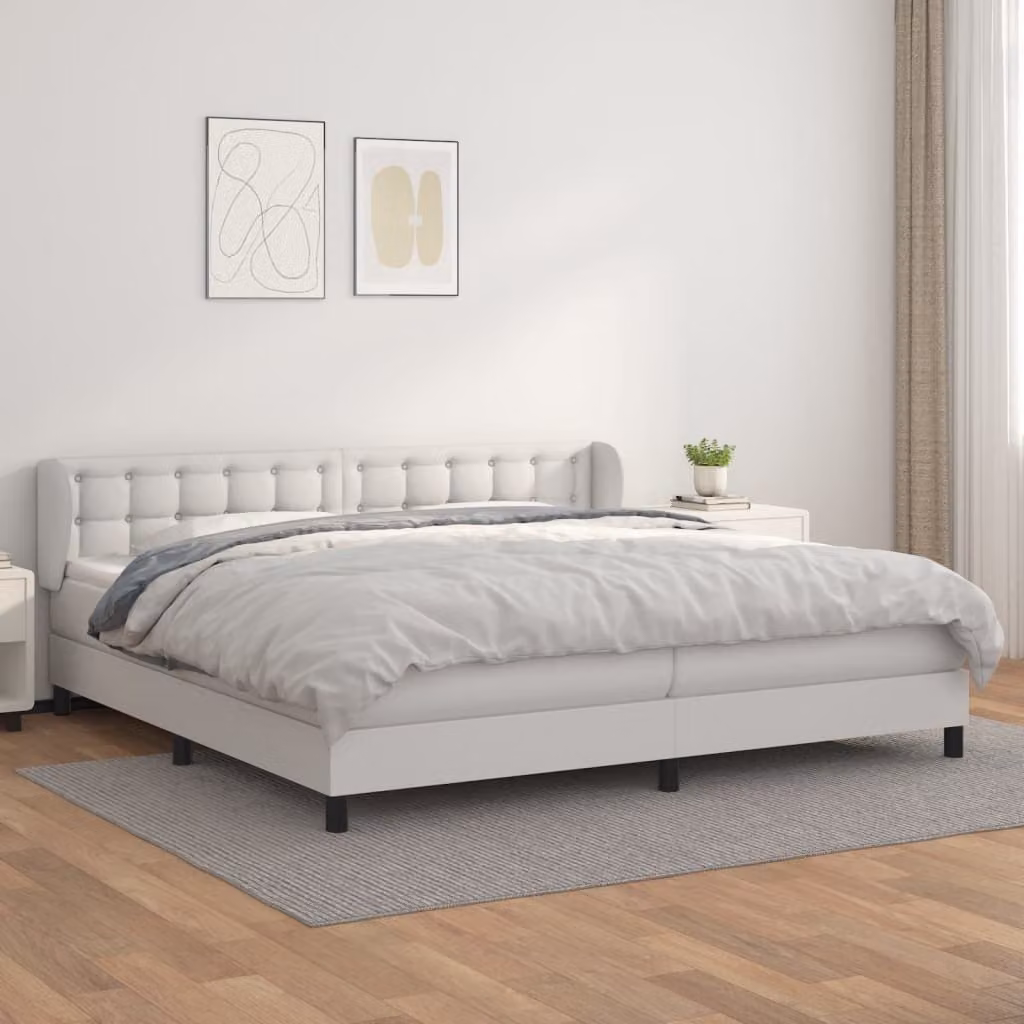 The Living Store Letto a molle con materasso bianco 200x200 cm in Pelle finta