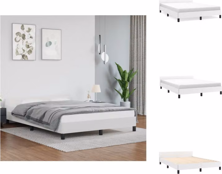 vidaXL Struttura letto con testiera bianca 140x190 cm in Pelle finta - Letti e strutture letto