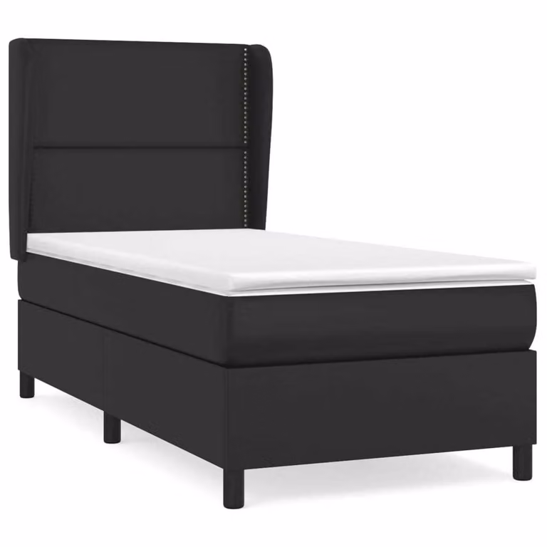 Giroletto a Molle con Materasso Nero 100x200 cm in Pelle finta
