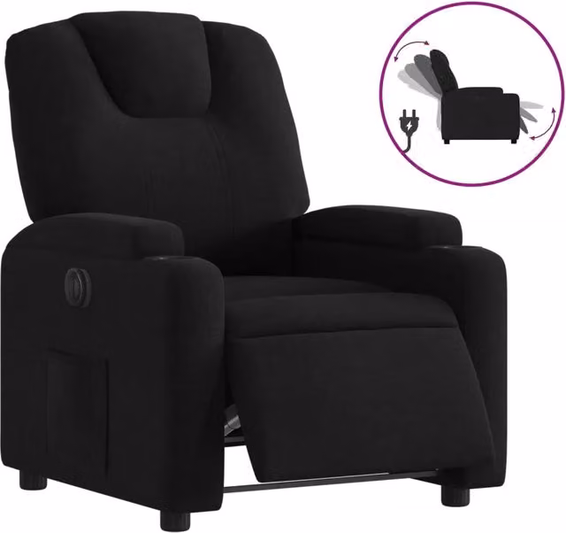 Poltrona | Sedia Relax Elettrica Reclinabile Nera in Tessuto