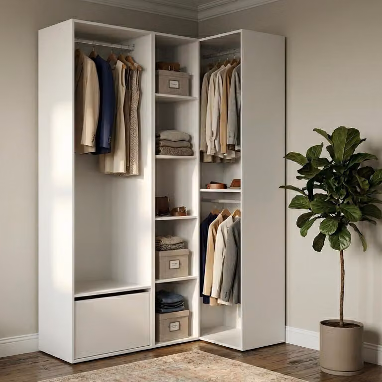 Dmora Guardaroba Grande Tobias 84.5x205h cm Bianco, Appendiabiti Un'anta