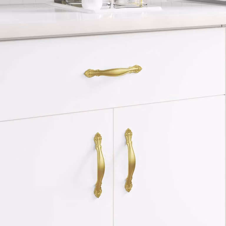 Set di 12 maniglie a arco vidaXL in lega di zinco color oro lucido, L 14,3 cm x P 1,92 cm x H 2,0 cm