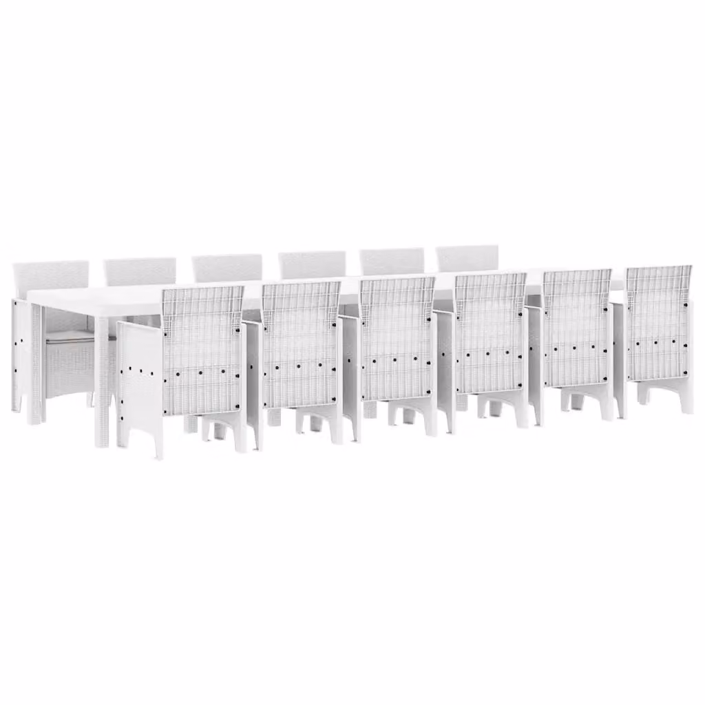 Set da pranzo per giardino e terrazza vidaXL in rattan bianco, 13 pezzi – 2