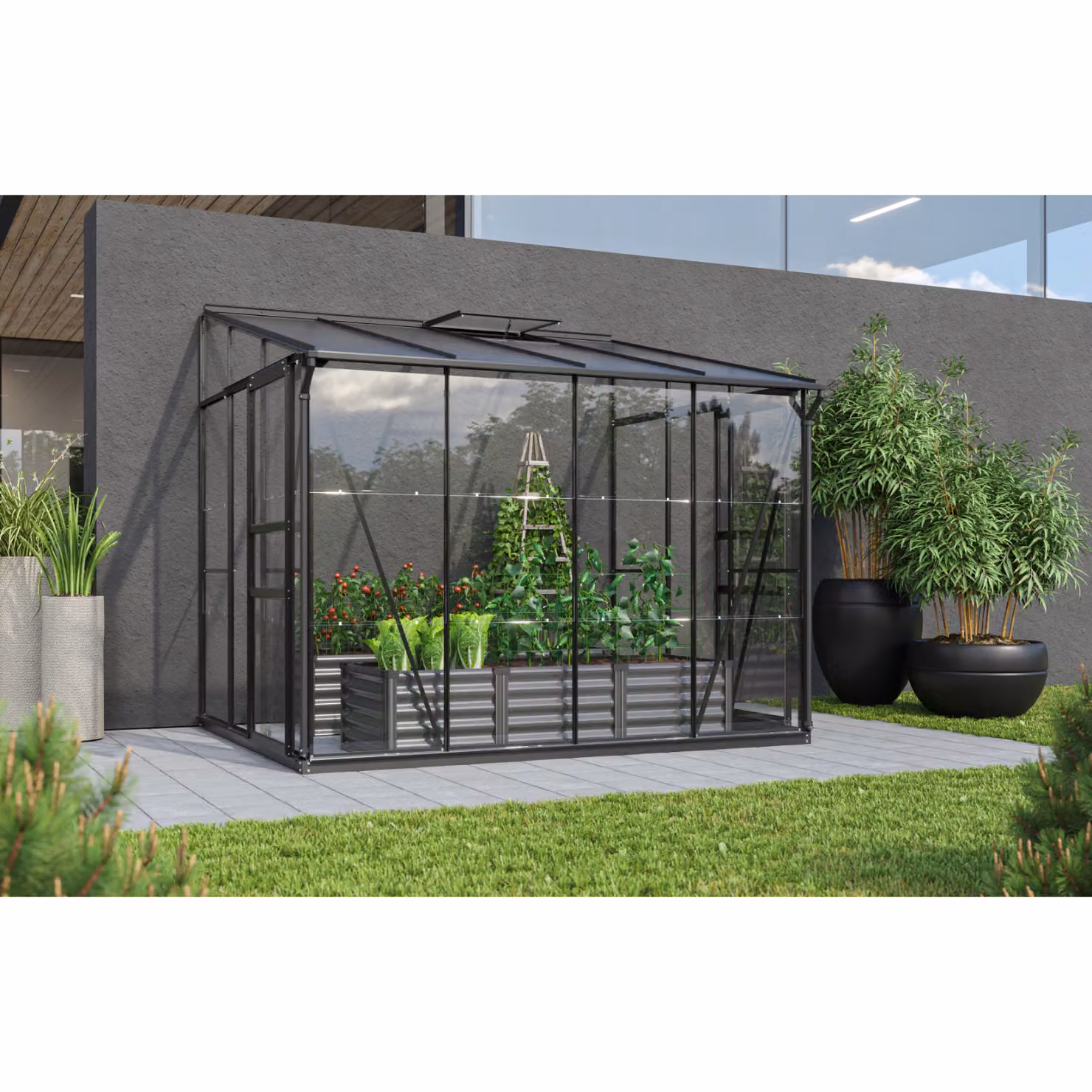 Serra addossata Vitavia "Osiris 5200" nero 5,2 m² Vetro di sicurezza temperato da 3 mm, HKP da 6 mm