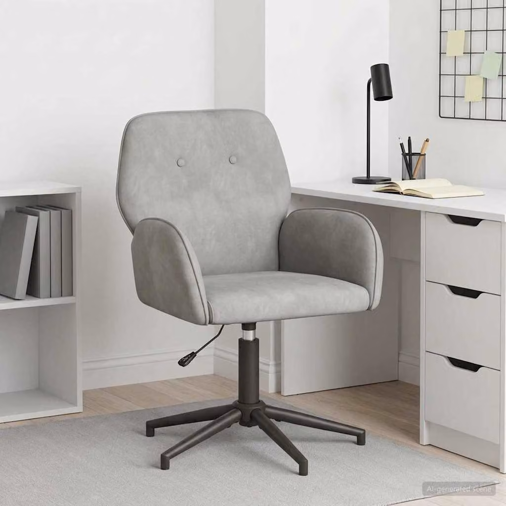 Sedia da scrivania girevole moderna vidaXL in velluto grigio con braccioli L/P/H: 54 x 55 x 90 cm