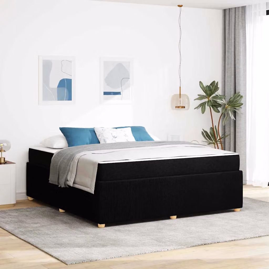 Struttura del letto imbottita vidaXL in tessuto nero L 180 cm x P 200 cm – 1