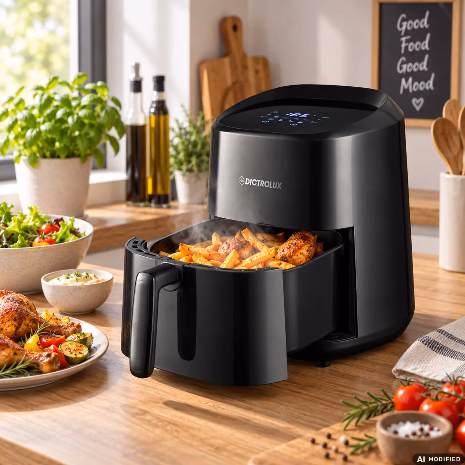 Friggitrice ad aria Dictrolux Black Vision Fryer colore nero con display touch, capacità 3,2 litri e 1400 Watt – 2
