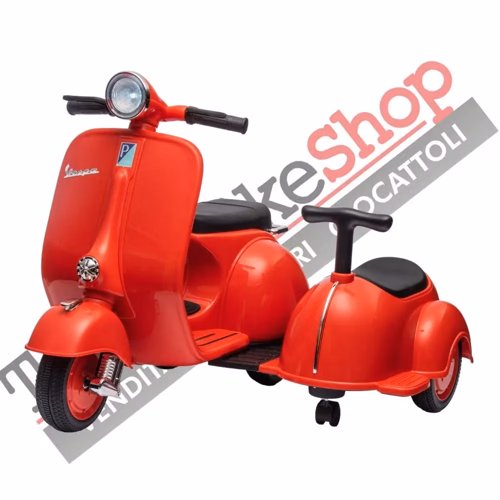Moto Elettrica Per Bambini Vespa Sidecar Small 6V Tecnobike Shop Rosso – 2
