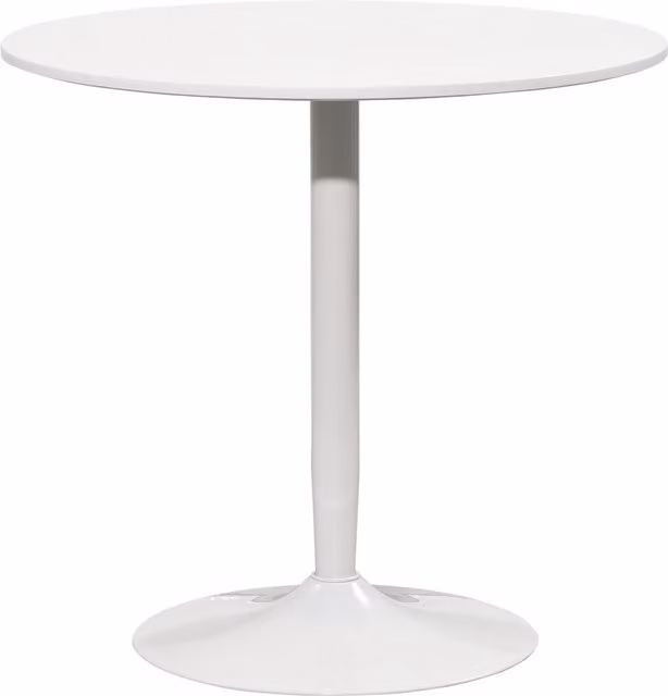 Tavolo da pranzo rotondo HOMCOM per 2 persone, piano in MDF bianco lucido e struttura in metallo, Diametro: 80 cm, Altezza: 75 cm