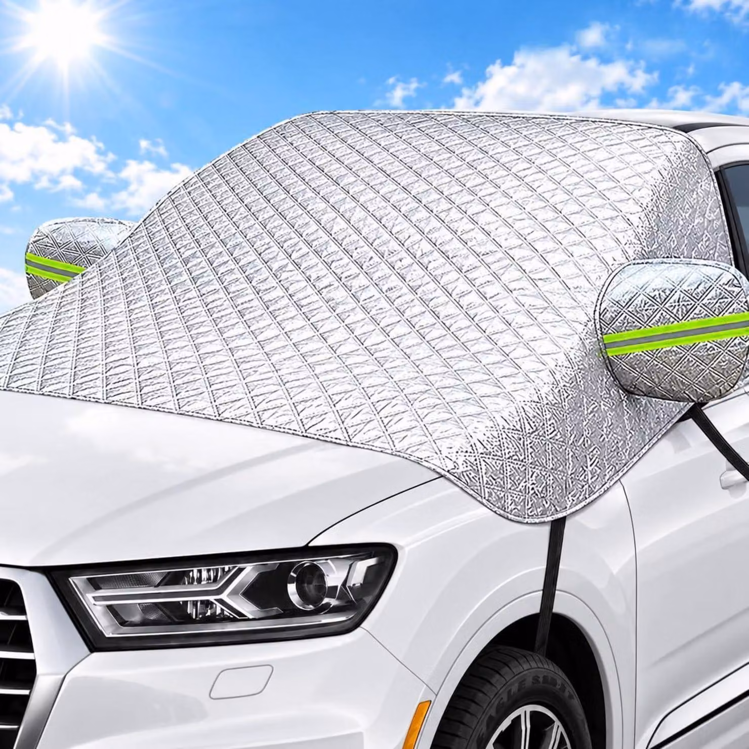 Copertura parasole pieghevole per parabrezza auto, set da 2, dimensioni 225x145 cm