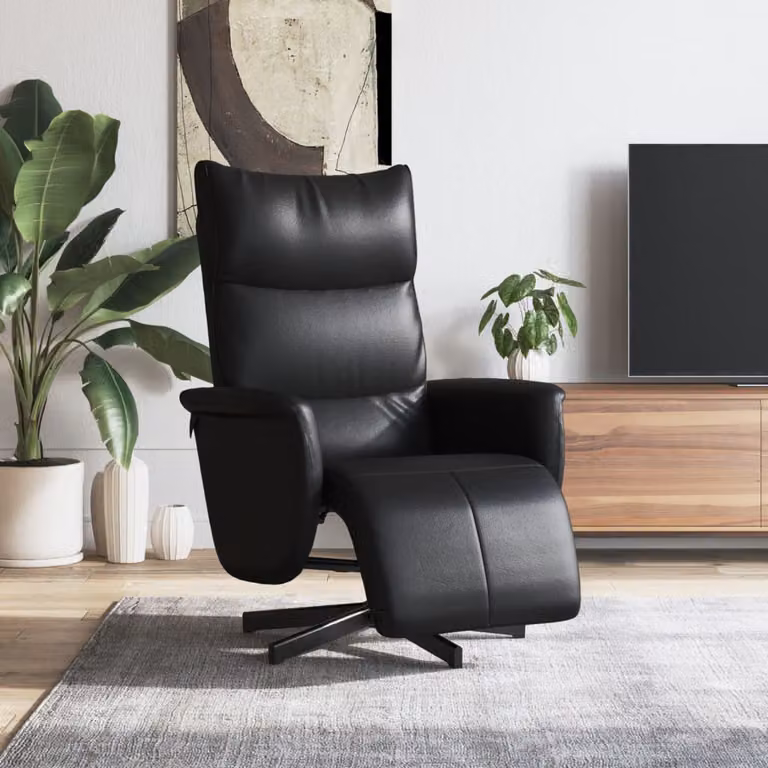 vidaXL Poltrona Reclinabile Relax con Poggiapiedi e Rotazione 360 Gradi in Similpelle Nera