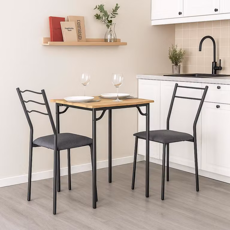 Set da pranzo Thora, 3 pezzi, piano del tavolo in legno effetto "Artisaneiche"