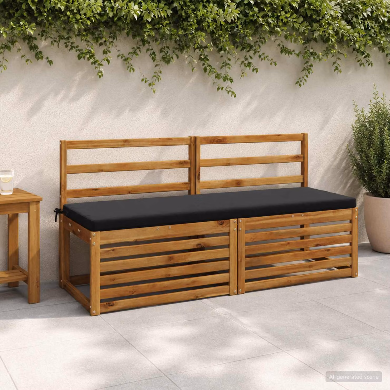 Set di 2 cuscini per panchina vidaXL in poliestere nero con imbottitura in schiuma e coperture lavabili